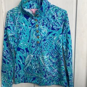 Lilly Pulitzer captain pullover capri teal popular tortuga time size xs